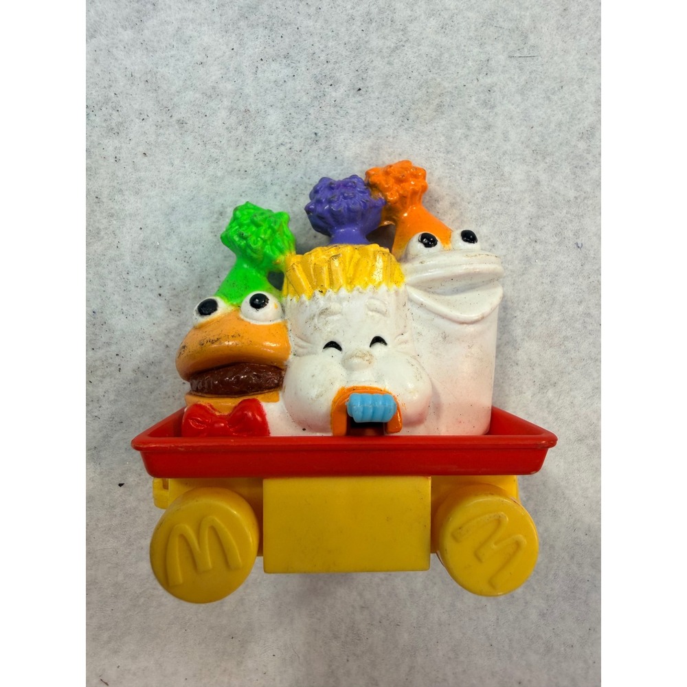 Vintage 1994 McDonalds Happy Meal Birthday Train Toy Hamburger Fries Milkshake